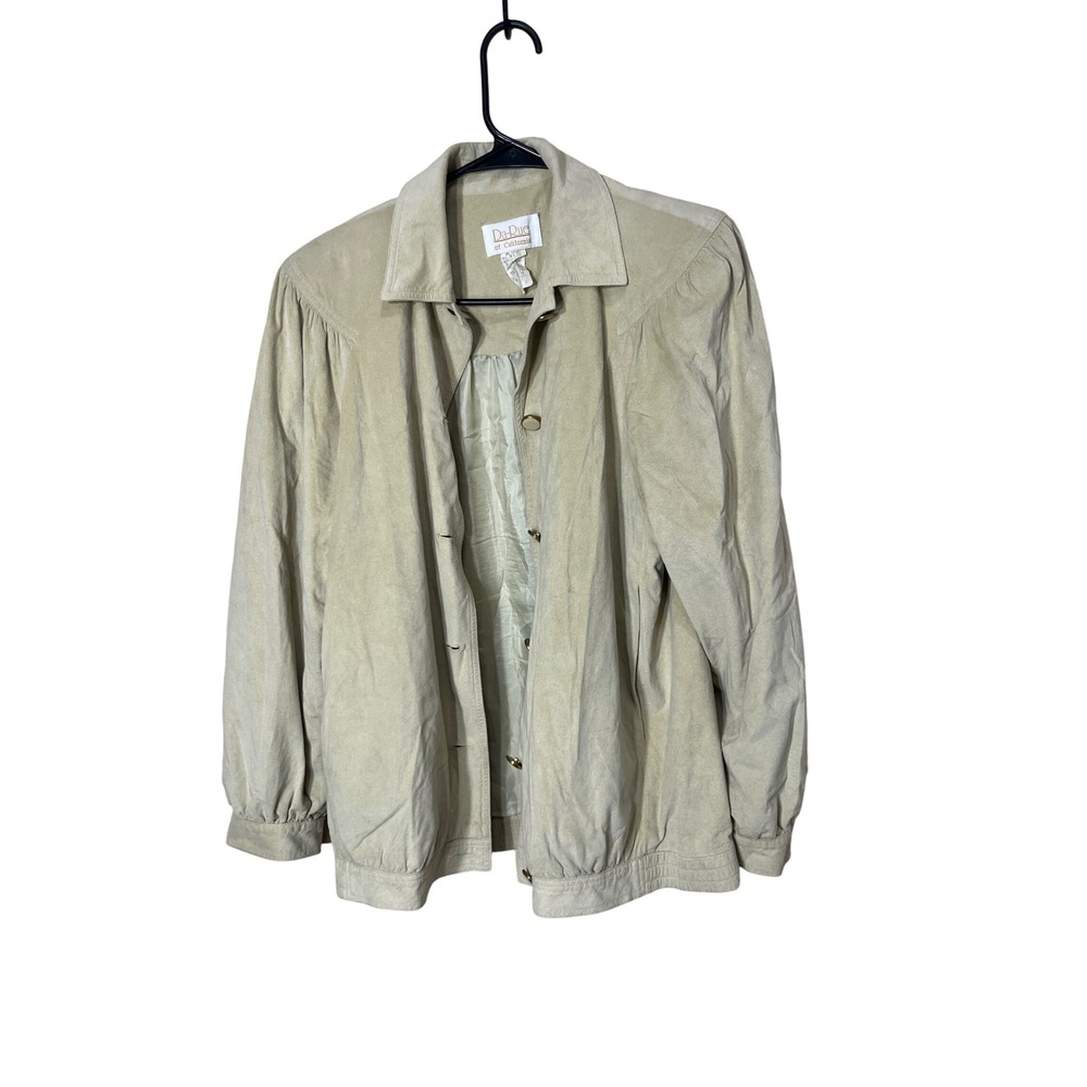 Vintage Da Rue of‎ California Beige faux Suede Button Up Jacket Women's Size 4